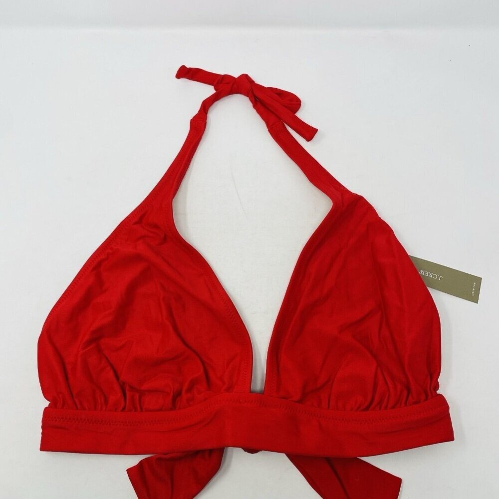 J‎ Crew Womens Size Medium Halter Neck Tie-Back Bikini Top in Red BY633 $75 2737